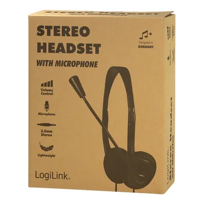 Obrázek produktu pro LogiLink HS0055, Kabel, Hudba / volný čas, 20 - 20000 Hz, 85 g, Sluchátka s mikrofonem, Černá