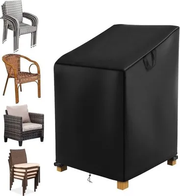 Image de Housse pour chaise de jardin – Imperméable – Protection pour chaises de jardin – 1 pièce – Noir – Tissu Oxford 600D – 70 x 70 x 85/125 cm