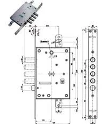 Immagine prodotto di Serratura Triplice Infilare Con Scrocco Doppia Mappa Blindate 52771/28 - mm.63 DX (52771ML28 36)