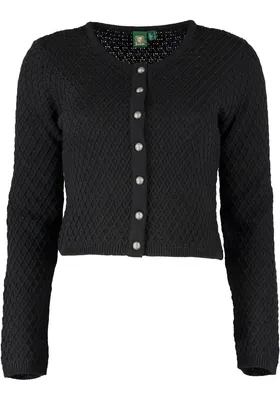 Produktbild von OS Trachten Damen Strickjacke Trachtenjacke Cardigan mit Rundhalsausschnitt Quivun, Größe:38, Farbe:schwarz