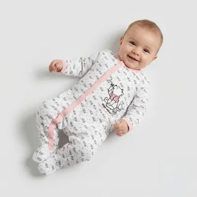 Produktbild von Disney Winnie der Pooh Ferkel Baby Strampler Einteiler – Weiß / 86