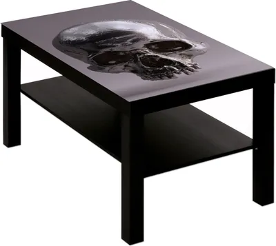 Produktbild von Couchtisch Tisch Totenkopf Totenschädel Metall : schwarz weiß Tisch weiß
