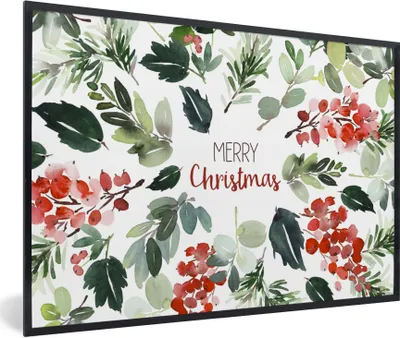 Produktbild von MuchoWow® Gerahmtes Poster Weihnachten - Zitat - Aquarell 90x60 cm - Poster mit Schwarzem Bilderrahmen Wandposter Rahmen Foto Bilder - Fotorahmen - Foto-Plakat