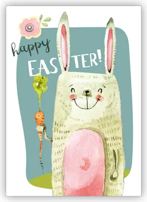 Produktbild von 4x Lustige coole Osterkarte mit Osterhase und Möhre zum Osterfest "Happy Easter"!