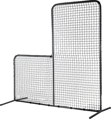 Immagine prodotto di Schermo da baseball per gabbia di battuta, schermo di sicurezza da baseball e softball 7x7 piedi, schermo di battuta portatile con protezione per il corpo, borsa per il trasporto e picchetti di fissaggio, rete da lancio resistente per la protezione dei lanciatori