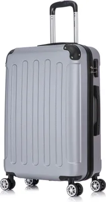 Produktbild von Flexot® F-2045 Koffer Reisekoffer Hartschale Hardcase Doppeltragegriff mit Zahlenschloss Gr. L Farbe Silber