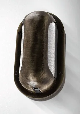 Produktbild von Kellerlampe Messing Glas E27 IP64 H: 23 cm Schwarz antik Maritim Ovalleuchte
