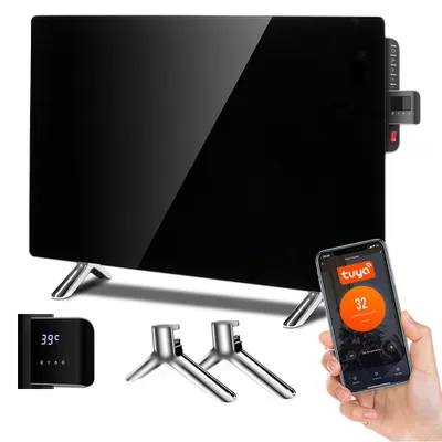 Obrázek produktu pro Elektrický skleněný konvektor Skleněný ohřívač Křišťálové sklo Elektrický ohřívač WiFi LED s dálkovým ovládáním 600W