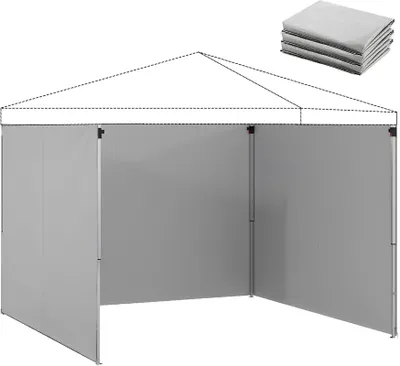 Produktbild von Seitenteile Pavillon 3x3 m 3er-Set Seitenwand Reißverschluss UV-Schutz Hellgrau