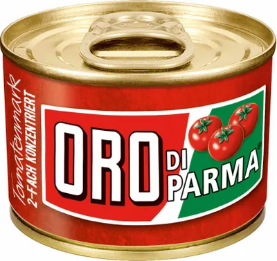 A can of tomato paste on a white background.