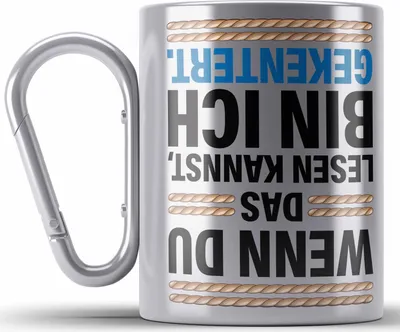 Produktbild von Trendation - Lustiges Segler Segelboot Gekentert Edelstahl Tasse Karabiner mit Spruch Karabiner Edelstahl Tasse Karabiner Edelstahl für Segler als Geschenkidee (Silber)