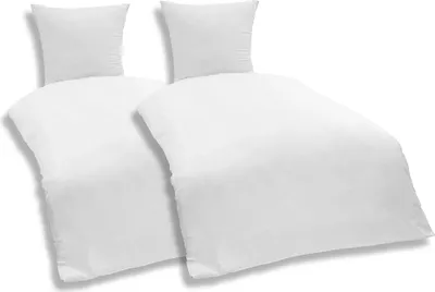 Produktbild von 4 teilige Uni Bettwäsche 135 x 200 cm weiß Einfarbig Mikrofaser Garnitur Set