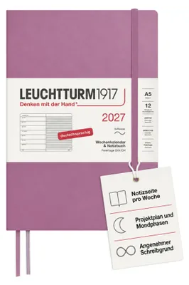 Produktbild von LEUCHTTURM1917 Wochenkalender 2027 Medium (A5) mit Notizbuch - Terminplaner Deut