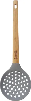 Zdjęcie produktu dla Silikonowa bambusowa łyżka cedzakowa Natural Grey Berretti