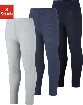 Produktbild von H.I.S. Strickstrumpfleggings 3 -teilig 1x marine, 1x jeans, 1x hellgrau meliert Größe 110/116