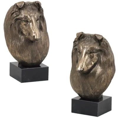 Imagen del producto de Art-Dog Busto – Pastor escocés – moldeado en polvo de bronce y resina
