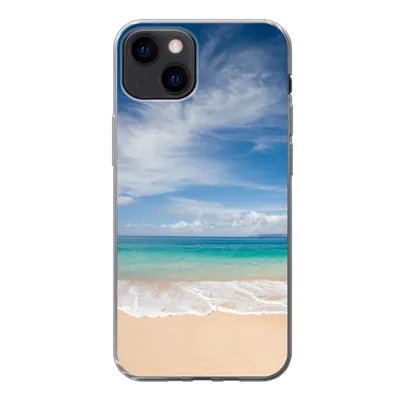 Produktbild von MuchoWow® Handyhülle Schutzhülle Hülle für iPhone 13 Ein tropischer Strand auf Hawaii, an dem die Wellen an Land gespült werden Silikon Softcase Handy Hülle - Karteninhaber
