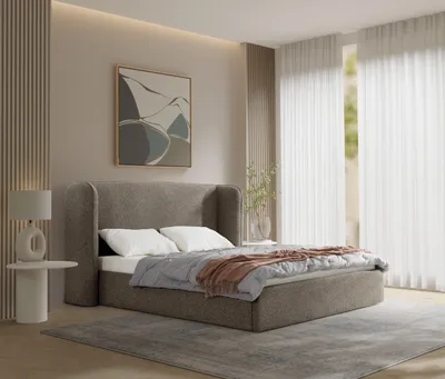 Produktbild von KSHOMECONCEPT Polsterbett mit Bettkasten 180x200 cm VELUNA mit Bonell Matratze H3, Grau