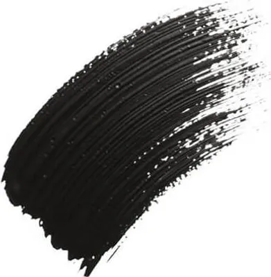 A swatch of black mascara applied to a surface.