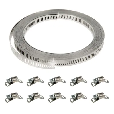 Produktbild von tecuro Schlauchschellen Endlosband Set: 5 Meter, Bandbreite 9 mm, inkl. 10 Schlösser