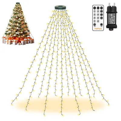 Kerstboomverlichting 3 m, 360 LEDs, 12 Stränge, Timer, 8 Modi, Warmweiß