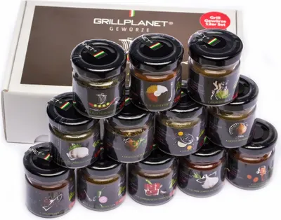 Produktbild von 12 x Grill Gewürz Gewürzmischung Geschenkset Weihnachten Geburtstag Gewürze von Grillplanet