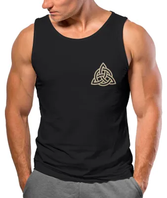 Produktbild von Herren Tank-Top Aufdruck Logo Wikinger nordische Mythologie Valknut Wotansknoten Valhalla Muskelshirt Neverless® schwarz L