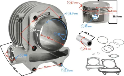 Obrázek produktu pro Válec Moretti 150cc pro skútr Huragan 5 s horizontálním motorem
