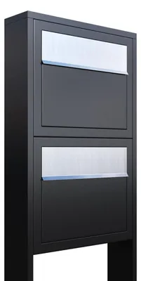 Produktbild von Briefkastenanlage Elegance for Two Schwarz mit Edelstahlklappe