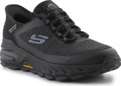 A black Skechers Slip-ins shoe is shown from a side angle against a white background.