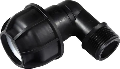 Produktbild von Agora-Tec®  PE-Fitting Winkel 90 Grad  32 mm x 1 Zoll AG (33,3 mm) für PE-Rohr 32 mm SCHWARZ