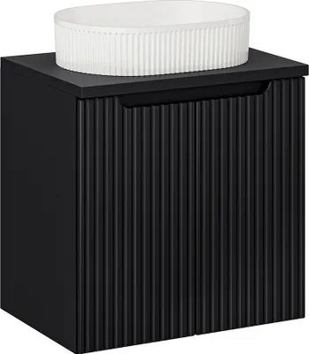 Produktbild von Waschtisch 60cm, in schwarz, gerillte Front, NEWPORT-56-BLACK