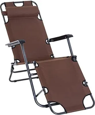 Image de Chaise longue de plage pliable pour adultes - Beige