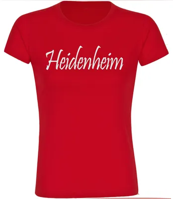 Produktbild von multifanshop Damen T-Shirt - Heidenheim - Schriftzug, rot, Größe L