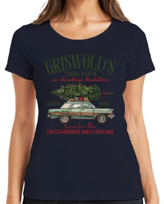 Obrázok produktu pre Dámske tričko Griswold's Tree Farm Christmas Christmas Present Clark Griswold, Navy, S