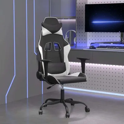 Produktbild von CLORIS Gaming-Stuhl mit Massagefunktion Schwarz und Weiß Kunstleder 345404