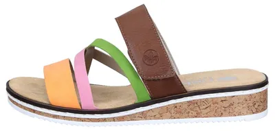 Produktbild von Rieker Damen Pantolette gekreuzte Riemen Klettverschluss Keilabsatz V3652, Größe:37 EU, Farbe:Mehrfarbig