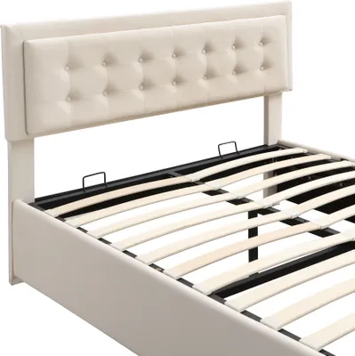 Produktbild von Merax Hydraulisches Boxspringbett 140x200cm mit Bettkasten und Schubladen, Polsterbett mit höhenverstellbares Kopfteil, Doppelbett aus Samt