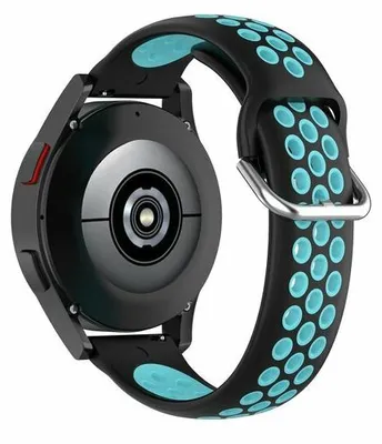 Produktbild von By Qubix Silikon Sportarmband mit Schnalle - Schwarz + Blau - passend für Garmin Vivoactive 6 / Vivoactive 5 / Vivoactive 3