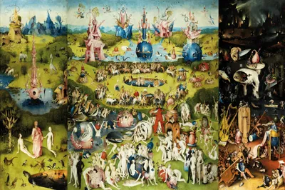Produktbild von Hieronymus Bosch Art Print Obraz - Zahrada pozemských rozkoší, 1500 (120 x 180 cm)