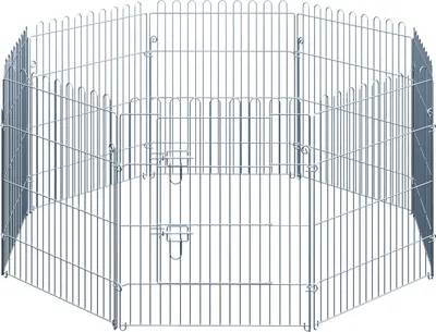 Produktbild von PawHut Freilaufgehege Welpenauslauf Welpenzaun Laufstall Welpengitter für Tiere 8-teilig B63 x H76 cm