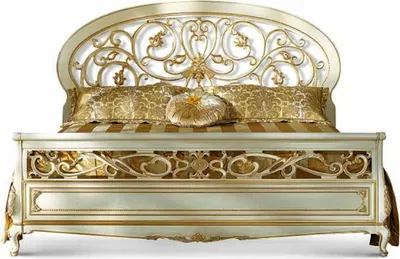 Produktbild von Casa Padrino Luxus Barock Doppelbett Elfenbein / Gold -  Italy