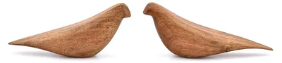Produktbild von Handgefertigte Akazienholz Vogelfiguren - Dekoratives Set von 2