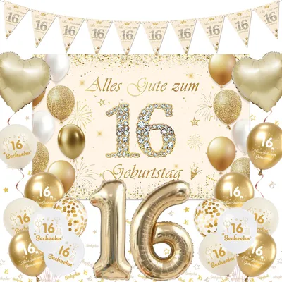 Image de Kit de décoration comprenant des ballons dorés et une bannière de fond pour les fêtes d'anniversaire