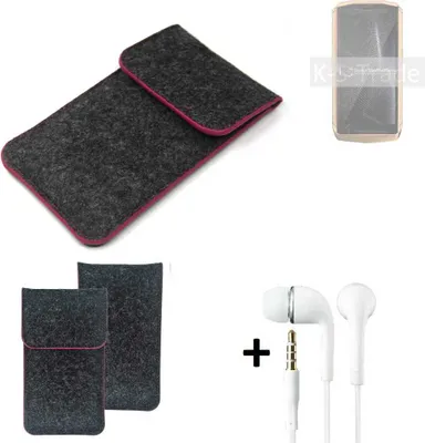 Produktbild von K-S-Trade Handy Hülle Schutz Hülle kompatibel mit Cubot Pocket Schutzhülle Handyhülle Filztasche Pouch Tasche Case Sleeve Filzhülle dunkelgrau