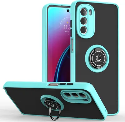 Produktbild von Moto G Stylus 5G 2022 Hülle, Ring Halter Ständer Matte Transluzent TPU Rahmen Stoßfest Schutzhülle für Motorola Moto G Stylus 5G 2022 Hellblau
