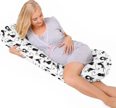 Image de Oreiller de grossesse type C pour dormir sur le côté et allaiter - Chats