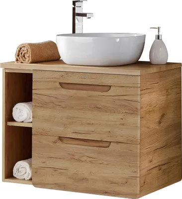 Produktbild von Waschtischunterschrank 81 cm mit Keramikbecken LUTON-56-CRAFT Wotan Eiche Nb. B/H/T ca. 81/76/46 cm