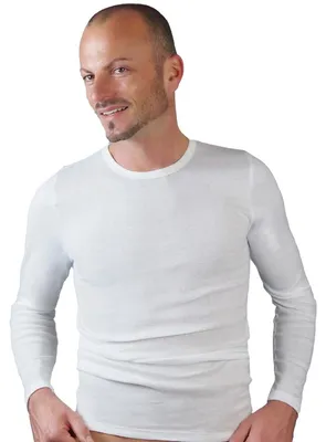 Produktbild von HERMKO 3640 Herren langarm Shirt aus 100% Baumwolle, long-sleeved underwear for men Männer Unterhemd mit langen Armen, Größe:D 6 = EU L, Farbe:weiß