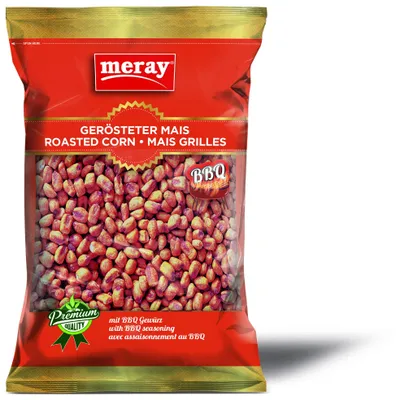 A bag of roasted corn with BBQ seasoning.